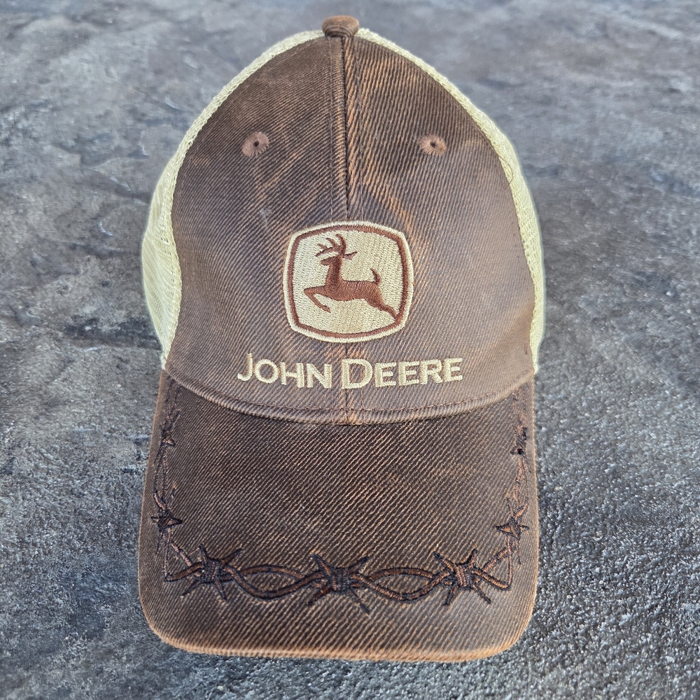 John Deere Brown and Tan Adjustable Mesh Baseball Cap